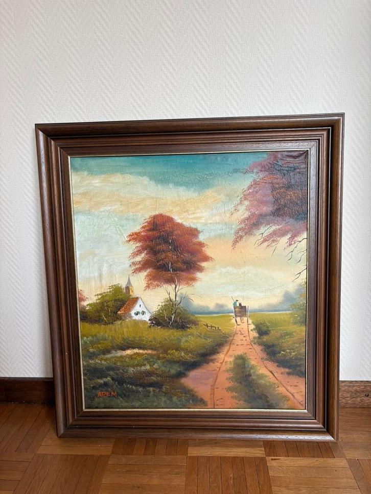 2 schilderijen: Vintage landschapsschilderij – olieverf, Antiek en Kunst, Kunst | Schilderijen | Klassiek, Ophalen