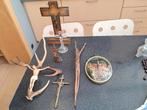 Religie Maria, Jozef, kruisbeelden, kandelaar, bord, Ophalen of Verzenden, Gebruikt, Christendom | Katholiek