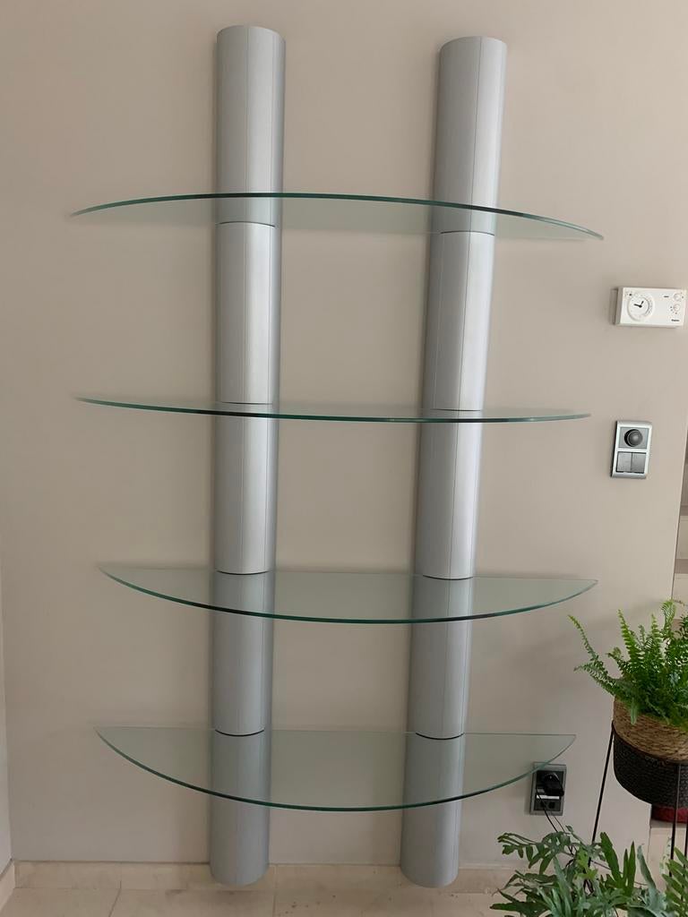 Glazen legplanken in half cilindrische buizen, Ophalen, Gebruikt