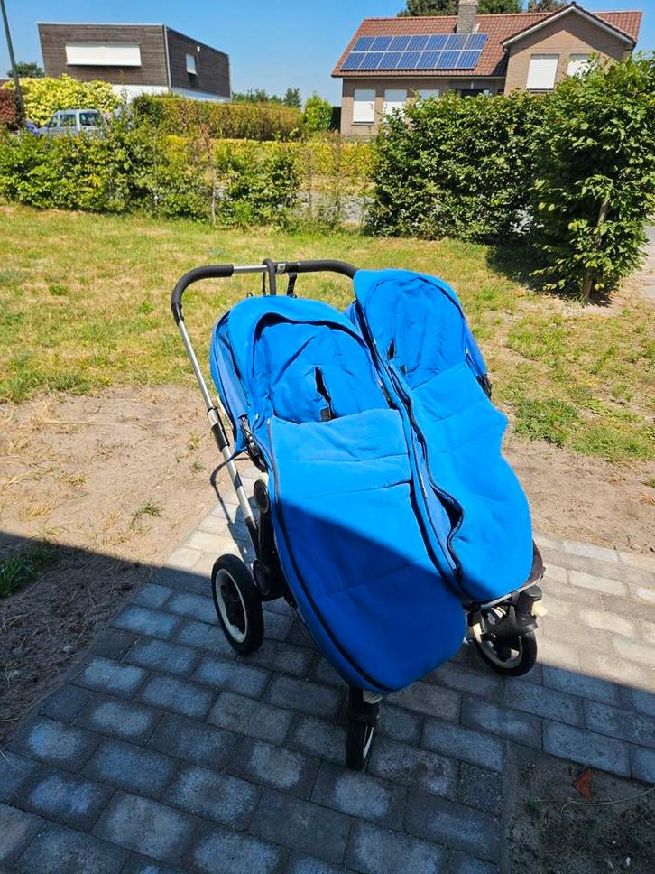 Bugaboo donkey duo blauw wieg + buggy, Enfants & Bébés, Buggys, Utilisé, Autres marques, Modèle duo, Protection de pluie, Couverture pieds