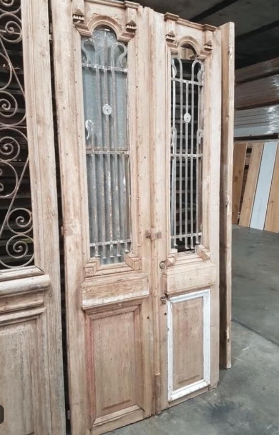 Porte double authentique 110 x 240 cm en bois et pierres, Enlèvement