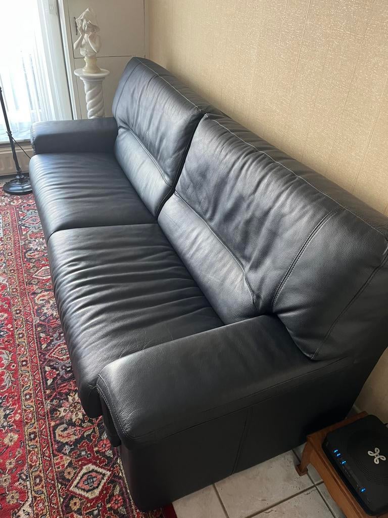 Lederen salon, Huis en Inrichting, Ophalen, Zo goed als nieuw, Leer