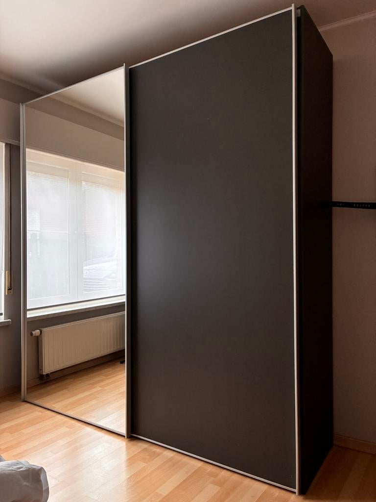 Grande armoire robuste noir/miroir, Maison & Meubles, Armoires | Penderies & Garde-robes, Utilisé, 200 cm ou plus, 200 cm ou plus