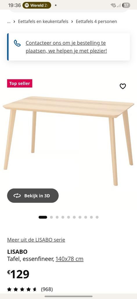 Tafel Ikea, Ophalen