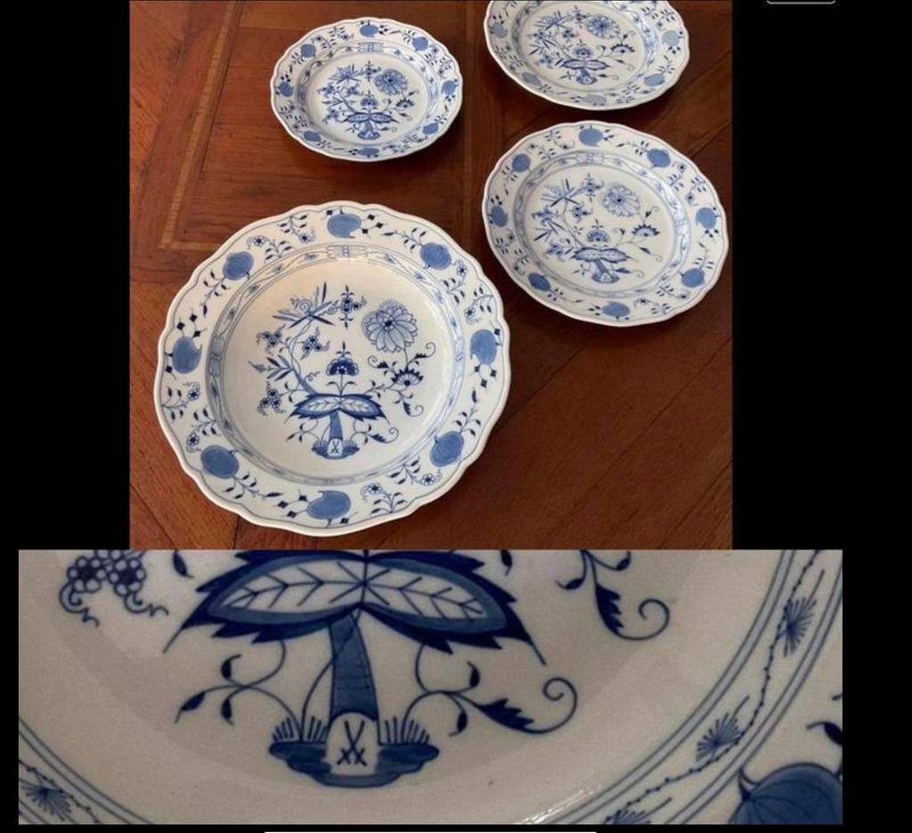 Met merk set Meissen porselein borden schotel schaal, Antiek en Kunst, Ophalen