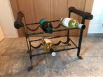 Metalen wijnrekje met houten handvaten, Enlèvement, Comme neuf