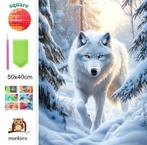 DIamond Painting witte wolf 50x40cm (vierkant), Verzenden, Nieuw, Overige typen
