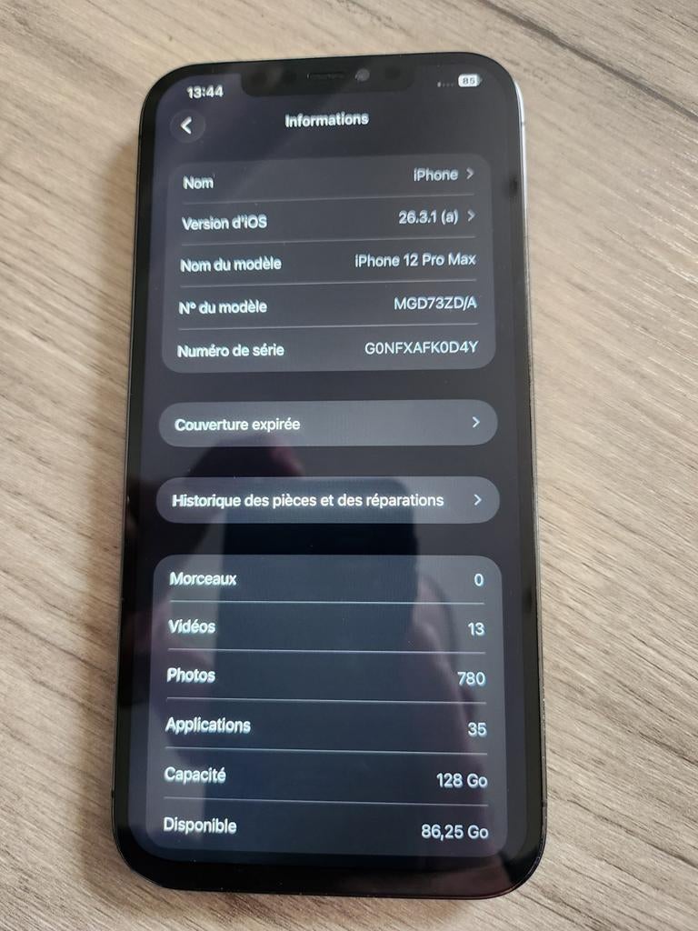 Carte mere hs, 128 GB, Gris, Reconditionné, IPhone 12 Pro Max
