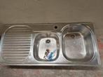 Dubbele inox spoelbak 112 cm Diepte 50 cm, Ophalen, Gebruikt, 100 tot 150 cm, Minder dan 100 cm