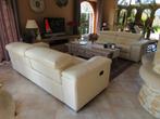 Salon Leder 2,5 zit Wit/Ecru 2 identieke stuks., Huis en Inrichting, Zetels | Zetels, Ophalen, Gebruikt, Driepersoons, Leer
