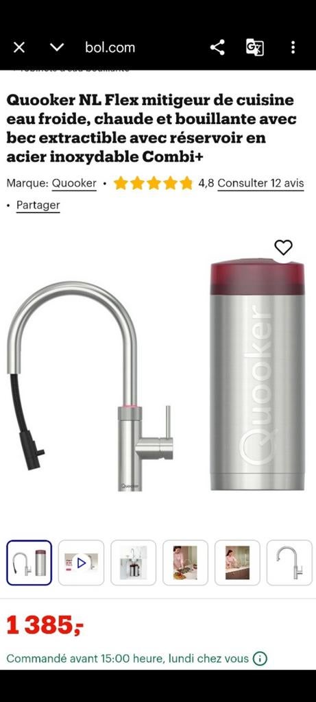 Robinet Quooker 3XCHR - Réservoir PRO3 et robinet
Flex chrom, Enlèvement
