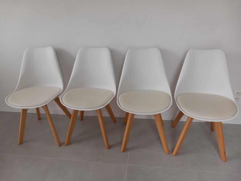 4 witte eetkamer stoelen, Gebruikt, Wit, Vier, Ophalen