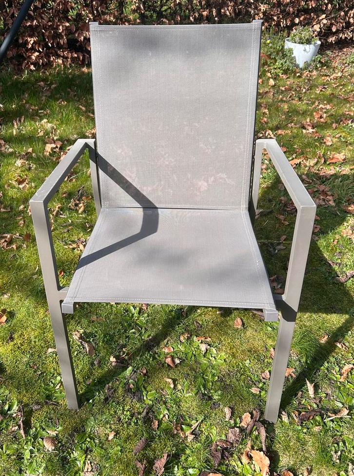 Aluminium tuinset 6-8 pers. / tuintafel + 6 stoelen, Tuin en Terras, Tuinstoelen, Gebruikt, Aluminium, Stapelbaar, Ophalen