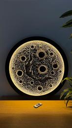 Grote handgemaakte maanlamp (70 cm) met LED + afstandsbedien, Ophalen of Verzenden, Zo goed als nieuw