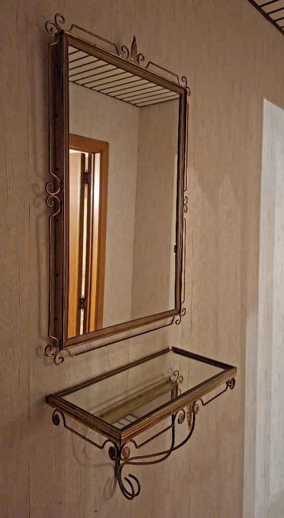 Vintage wandspiegel+bijbeh. wandconsole/Hollyw.Regency-stijl, Antiquités & Art, Antiquités | Miroirs, Moins de 50 cm, Moins de 100 cm