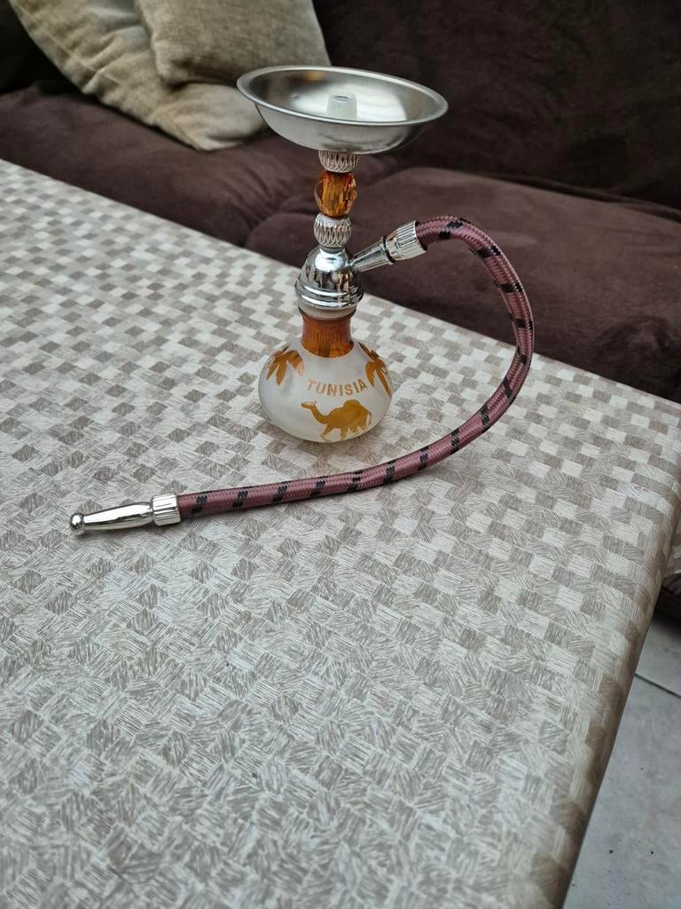 Vintage decoratie Chicha / Waterpijp met kameel en palm, Antiquités & Art, Antiquités | Bougeoirs, Enlèvement