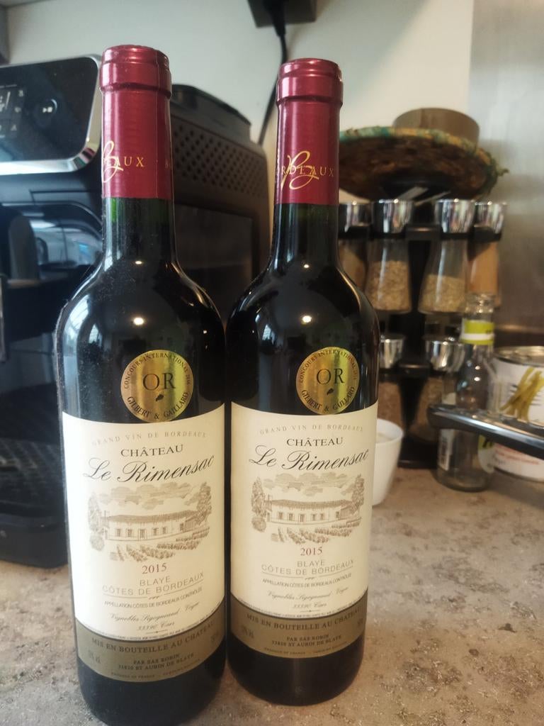 2 flessen rode wijn van het jaar 2015 !!, Collections, Vins, Enlèvement, Vin rouge