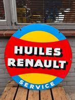 Panneau d'affichage émaillé Huiles Renault Service, Collections, Enlèvement, Utilisé, Panneau publicitaire