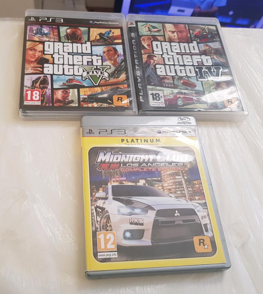 Lot 3 jeux ps3 gta,  midnight club...