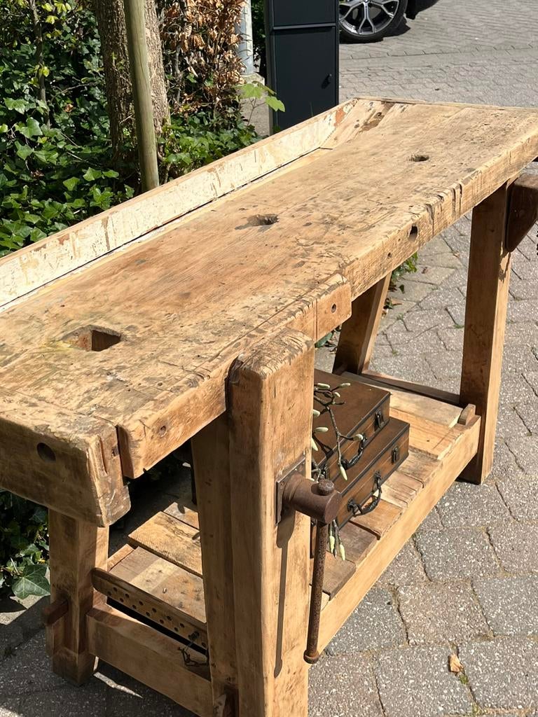 Schitterende landelijke werkbank als side-table, Huis en Inrichting, Ophalen, Zo goed als nieuw