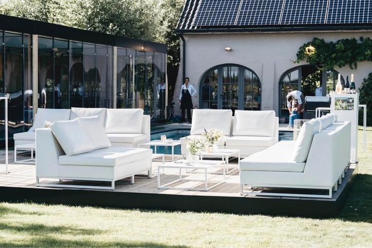 18 buitenzetels Manutti met bewaarkist - Prijs per stuk, Tuin en Terras, Tuinstoelen, Gebruikt, Ophalen