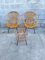 Vintage rotan stoelen – set van 3 – boho / jaren 60-70, Tuin en Terras, Ophalen, Rotan