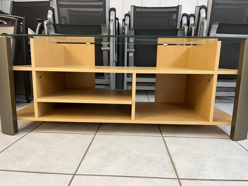 Meuble TV / meuble de rangement avec plateau en verre, Huis en Inrichting, Kasten |Televisiemeubels, Gebruikt, Minder dan 100 cm