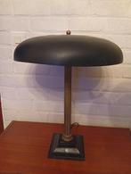 Lampe de bureau ancienne en cuivre massif et laqué noir, Enlèvement ou Envoi, Utilisé, Antiek, mushroom, art deco