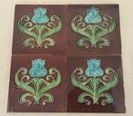 Jugendstil tegeltjes met tulp (4) Hemiksem Belgie, Antiek en Kunst, Ophalen of Verzenden