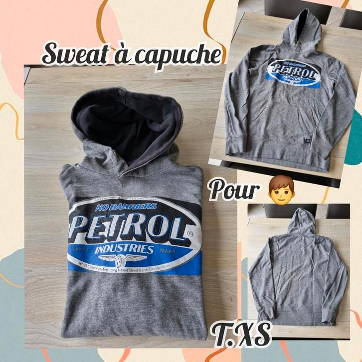 Sweat ML à capuche pour -gris-Petrol-T.XS, Kinderen en Baby's, Overige Kinderen en Baby's, Gebruikt, Ophalen of Verzenden