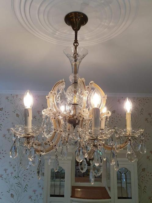 Kroonluchter glas kristal Maria-Theresia, Huis en Inrichting, Lampen | Kroonluchters, Glas, Ophalen