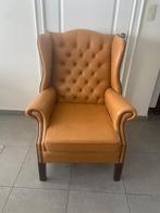 Authentieke Chesterfield Lederen Fauteuil, Huis en Inrichting, Fauteuils, Ophalen, Zo goed als nieuw, Hout