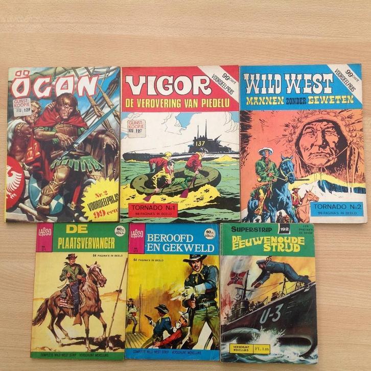 Stripboeken "Nooit Gedacht" 6 stuks Oorlog-Viking-Western, Boeken, Stripverhalen, Gelezen, Meerdere stripboeken, Verzenden