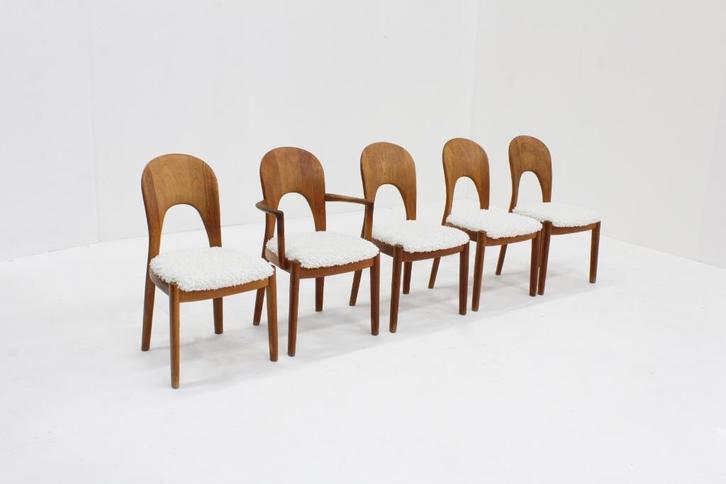 5 Vintage Deense eetkamer stoelen van Niels Koefoed, Antiek en Kunst, Antiek | Meubels | Stoelen en Sofa's, Ophalen