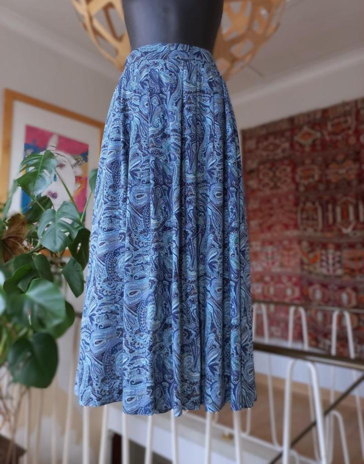 Vintage - lange rok Lombardi met boho paisley patroon, mt S, Kleding | Dames, Rokken, Gedragen, Maat 36 (S), Blauw, Onder de knie