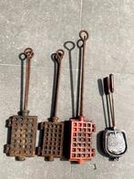 Drie antieke wafelijzers + croque ijzer; alles voor 40 euro, Ophalen of Verzenden