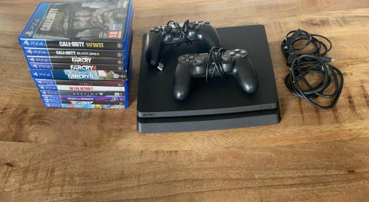 Play Station 4 Slim 500GB, Games en Spelcomputers, Spelcomputers | Sony PlayStation 4, Zo goed als nieuw, Slim, 500 GB, Met 2 controllers