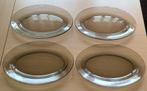 4 ovale gekleurd glazen serveerschotels van 36cm, Glas, Schaal of Schalen, Effen, Zo goed als nieuw