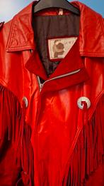 Veste cuir rouge franges M, Motos, Enlèvement ou Envoi, M