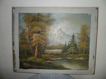 Peinture rurale ancienne environ 41 x h33 cm (signé Bruno), Enlèvement