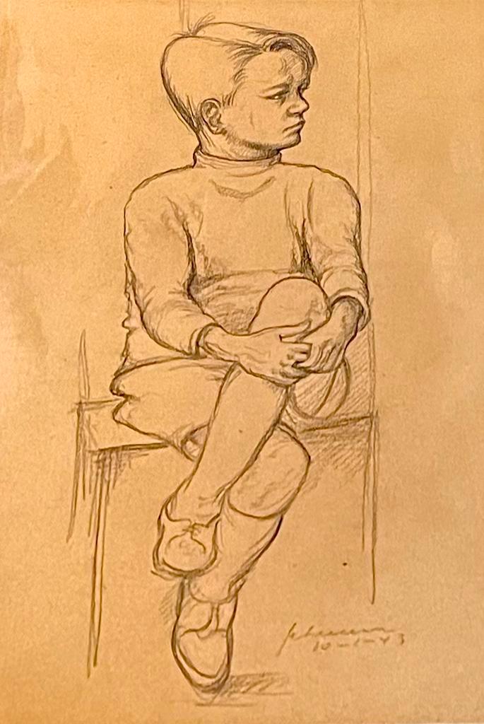 Ferdinand Schirren - Potloodtekening - 1943 - Perfecte staat, Antiek en Kunst, Kunst | Tekeningen en Fotografie, Ophalen of Verzenden