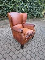 Zeer Oude Antieke Lederen Oorfauteuil Zetel Prachtige Patina, Enlèvement, Utilisé