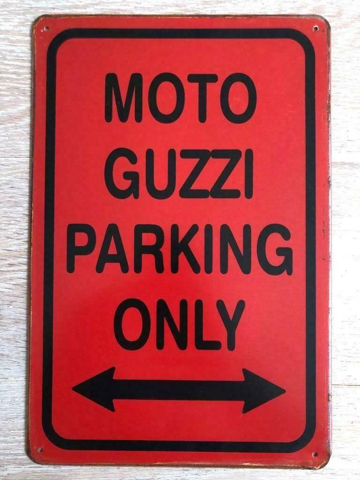 Plaque murale métal vieilli rouillé Moto Guzzi Parking Only, Motos, Accessoires | Autre, Neuf, Enlèvement ou Envoi