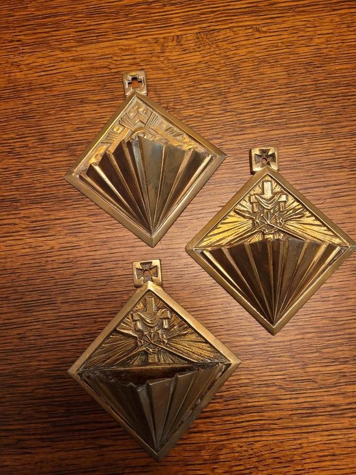 3 koperen wijwater vatjes Choffer, Verzamelen, Religie, Zo goed als nieuw, Christendom | Katholiek, Overige typen, Ophalen