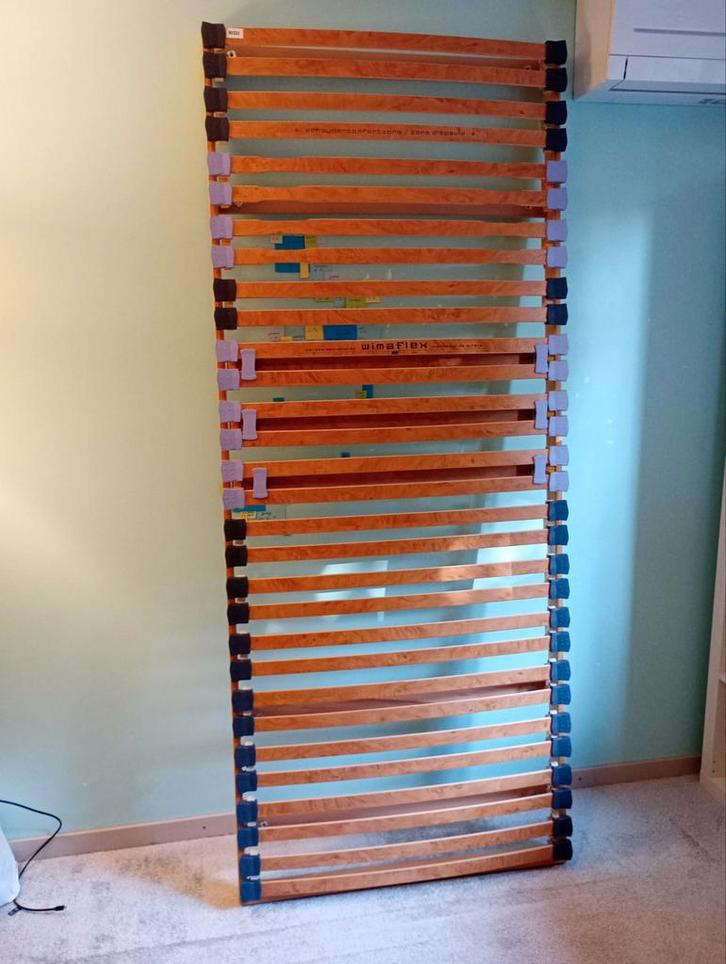 Lattenbodem wimaflex 5 zones 90x220 (en matras), Huis en Inrichting, Slaapkamer | Matrassen en Bedbodems, Zo goed als nieuw, Bedbodem