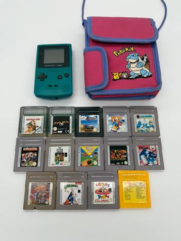 Gameboy Color Bleue + 14 Jeux + Sac Pokémon Lot, Games en Spelcomputers, Ophalen of Verzenden, Gebruikt, Game Boy Color, Met games