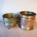 2 koperen bloempotten met pootjes, Antiek en Kunst, Antiek | Brons en Koper, Ophalen, Koper