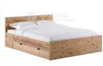 Steigerhouten bed met grote 2 lades en nachtkastjes, Huis en Inrichting, Ophalen, Steigerhout, Tweepersoons, Zo goed als nieuw