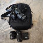 Canon EOS 2000D + 3 lenzen + extra batterij + rugzak, Audio, Tv en Foto, Ophalen, Zo goed als nieuw, Spiegelreflex, Canon
