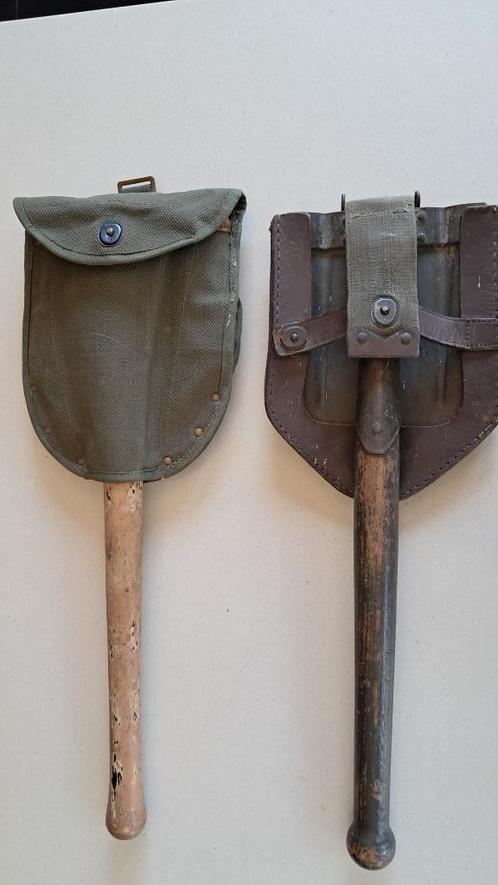 BELGIQUE  - 2 PELLES PLIANTES (dont allemande WWII récup), Verzamelen, Militaria | Algemeen, Landmacht, Overige typen, Ophalen of Verzenden